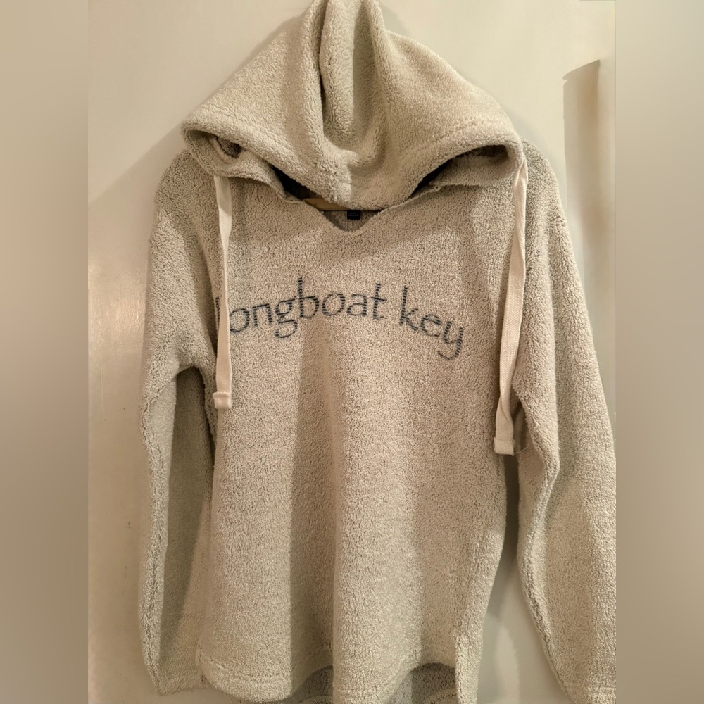 Austins Inc “Longboat Key” hoodie. Size S Terry Cloth. Cream w/gray threads.